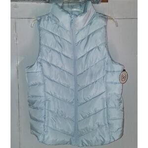 SO Authentic American Heritage Women's Size Large Puffer Vest Zip Aqua NWT